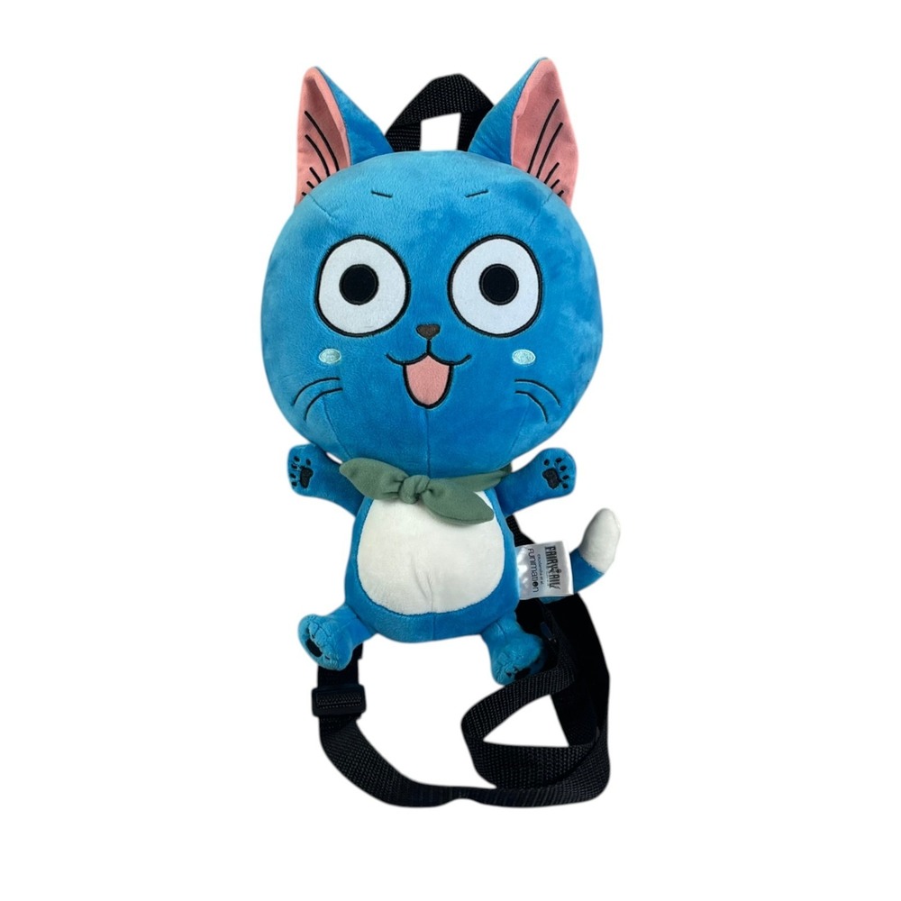 Funimation Fairy tail Blue Happy Cat Backpack Plush 15" Stuffed Toy Lovey Kawaii
